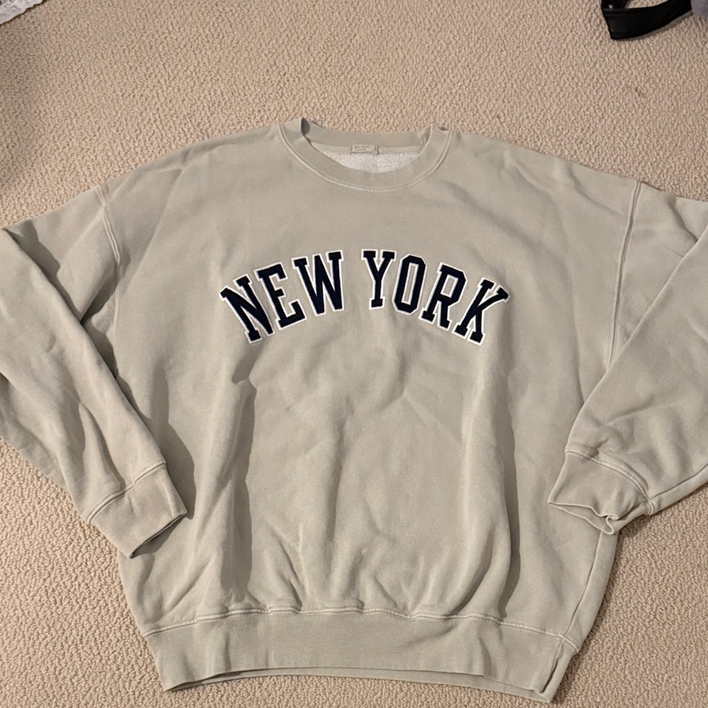 PacSun Womens Oversized Lime Cream Crew Neck Sweater